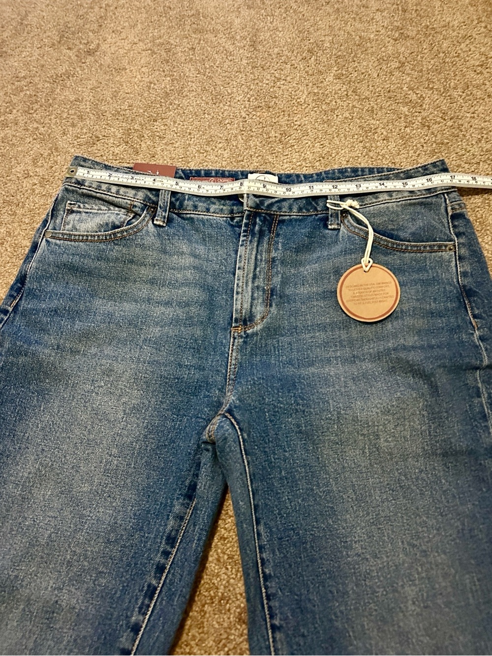 NWT Driftwood Charlotte Cropped Straight Blue Jeans Floral Embroidered Size 12 - Picture 7 of 11
